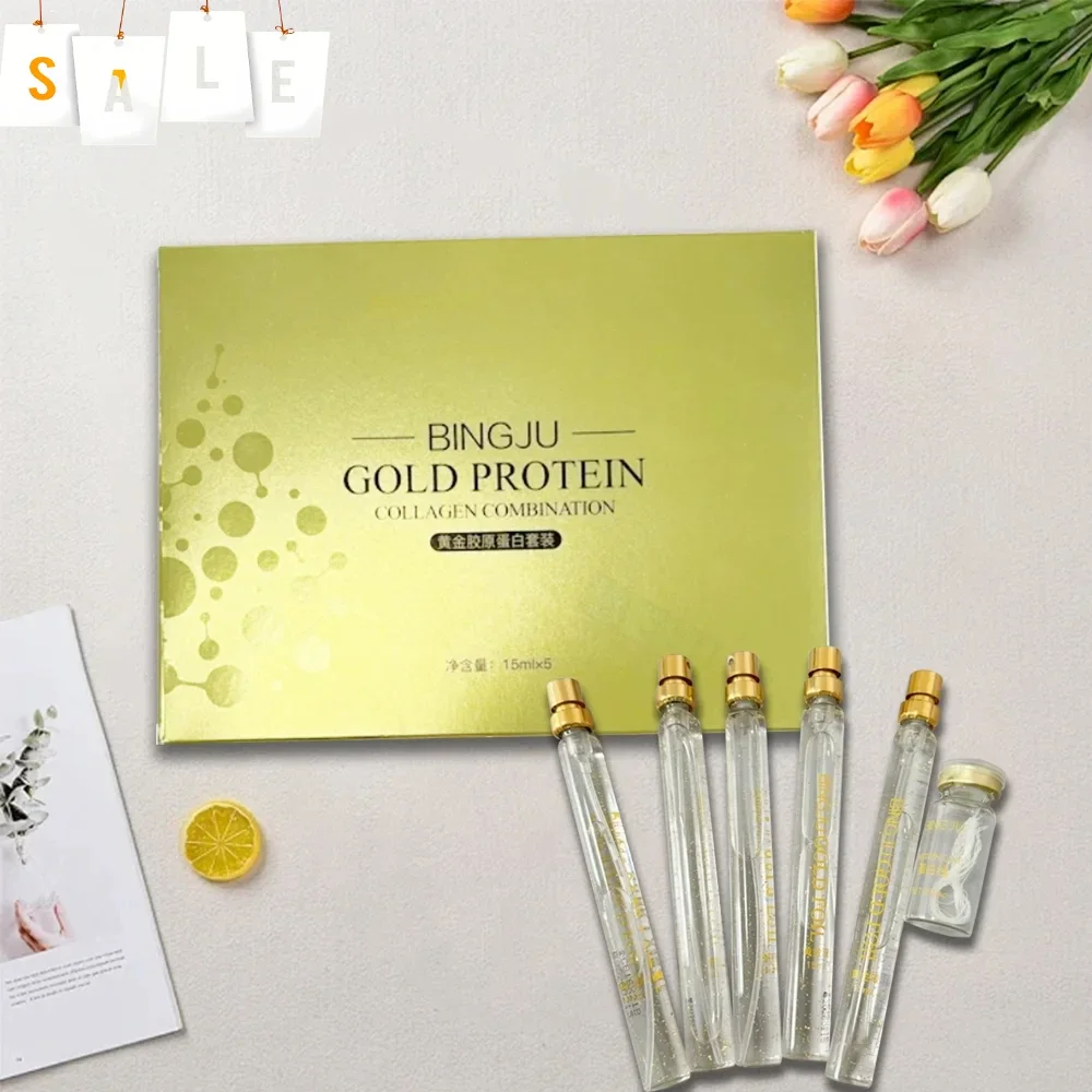 24K Gold Face Filler Absorbable Collagen Protein Thread Face Lift Plump Silk Fibroin Line Carving Anti Aging Essence Face Serum