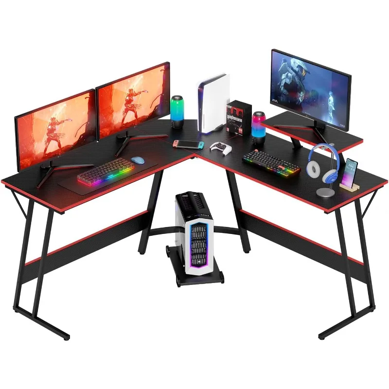 

L Shaped 51 Inch Gaming Desk,Corner Computer Desk,PC Gaming Desk,Writing Workstation with Large Monitor Stand f