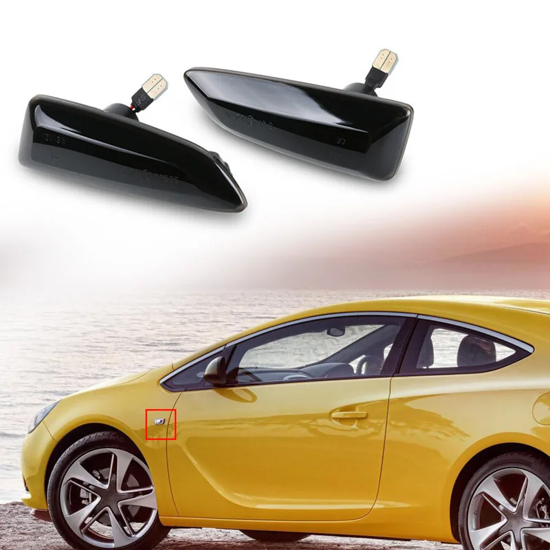 

2 шт. автомобильный светодиодный динамический боковой указатель поворота, боковой указатель поворота, черный для Opel Astra J K Insignia B Zafira C Grandland X