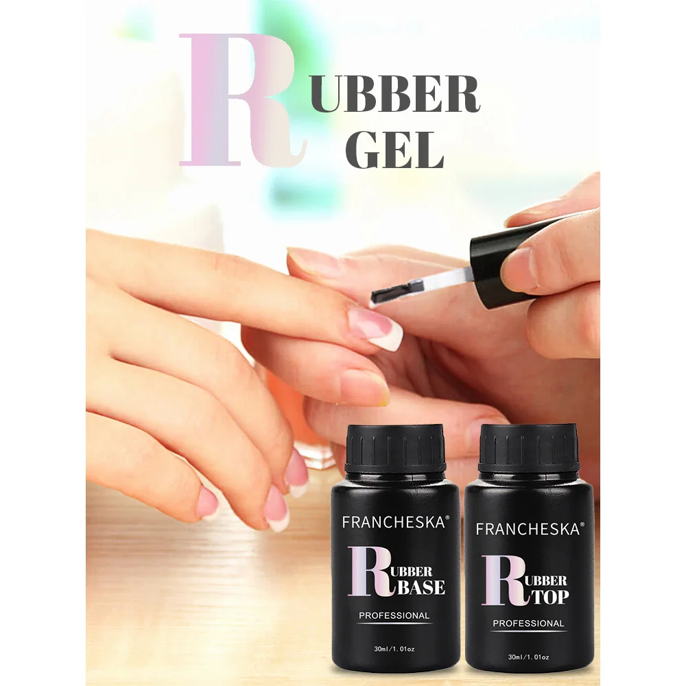 Verniz Gel Base de Borracha Natural, Revestimento Base para Unhas, Top Temperado Manicure, Primer Gellak Semi-Permanente, 11 Cores, 30ml