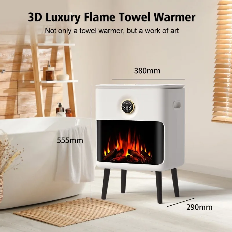 Heated Towel Bucket New 22L Flame Ambient Light Mechanical Knob HD Display High Leg Design For Beauty Salon Spa Use