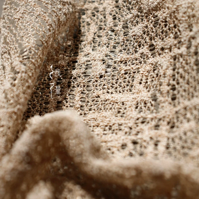Beige Hollow Lace Woven Knitte - огляд і ціна Crystal Mesh Fabric