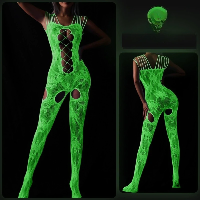 Body a rete da donna Lingerie senza spalline Sexy Tube Chemise Mini abito aderente per indumenti da notte Party Nightlight calze slip-on