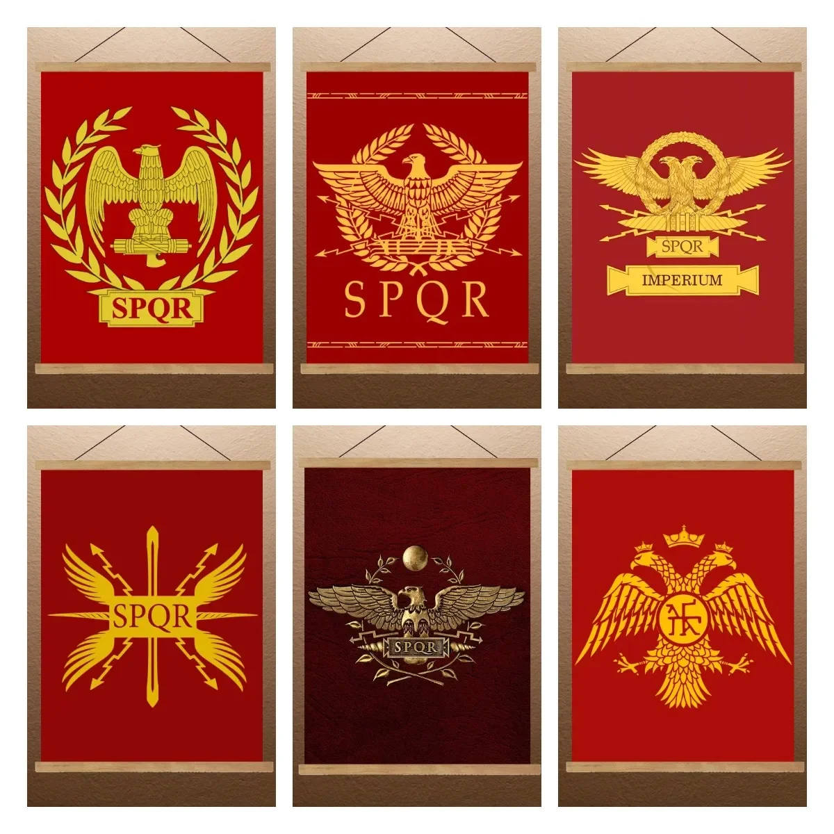 SPQR Poster Roman Legion Eagle Flag Commemorative Collection of Art Paintings Canvas Bedroom Wall Decor Living Wall Art Painting