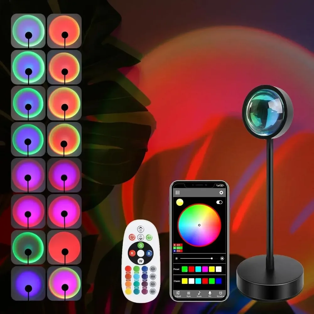 

Atmosphere Projector Sunset Lamp Rainbow Night Light 360° Rotation Led Lights Sun Sunrise Adjustable Projector Lights Room Decor