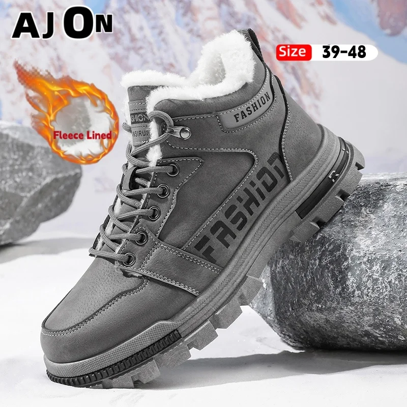 

Men's snow boots winter non-slip plush warm and cold-proof high-top work boots thick-soled outdoor sports work boots size 39-48
