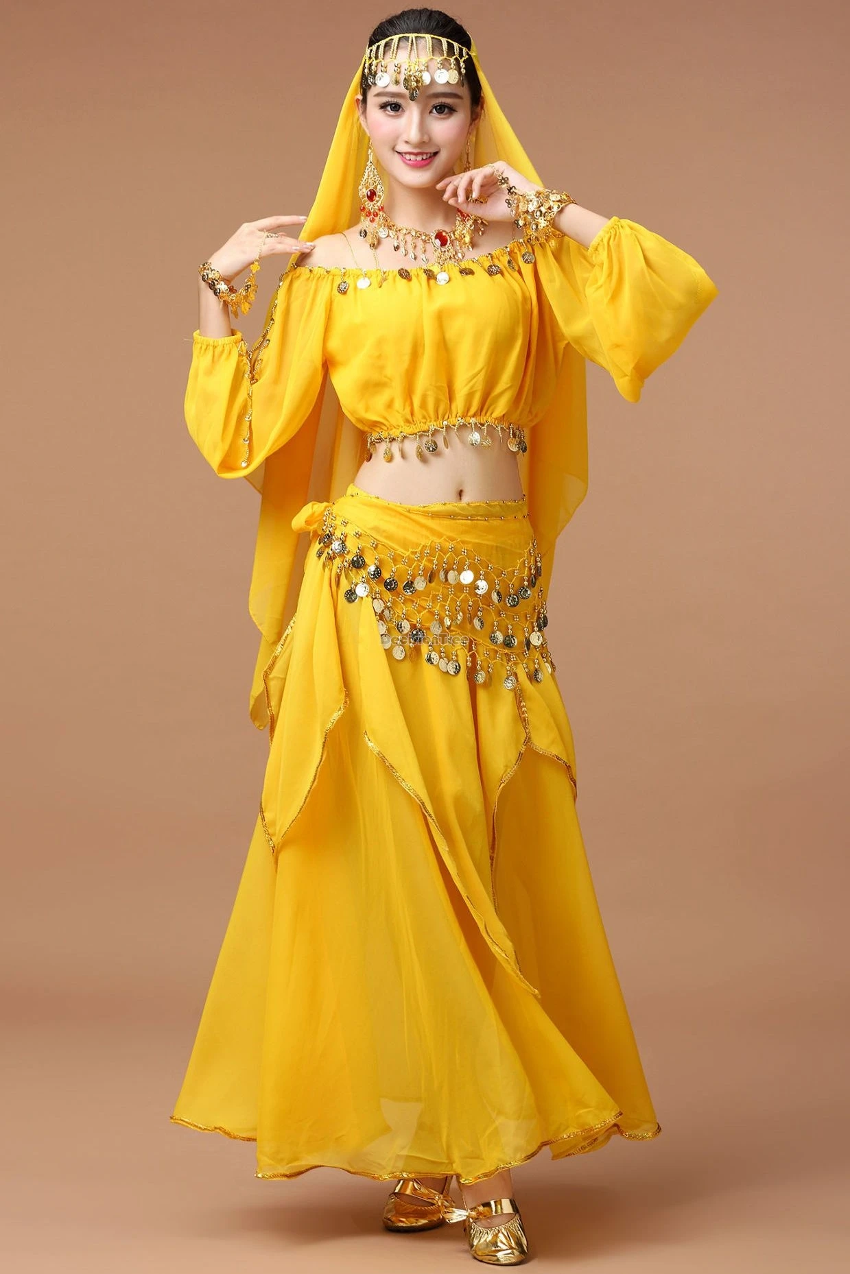 

2025 traditional indian dance performance costume ethnic dance belly dance performance costume long-sleeved top long skirts sets