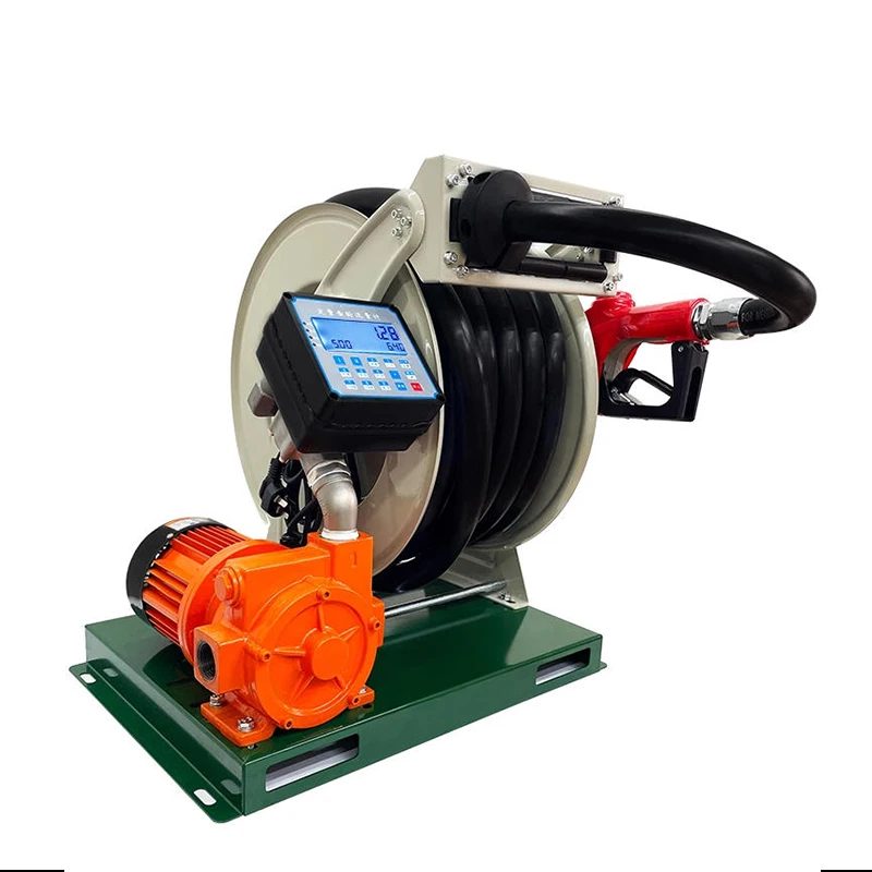 Factory customized 12V 220V 90LPM preset  transfer pump set with hose reel