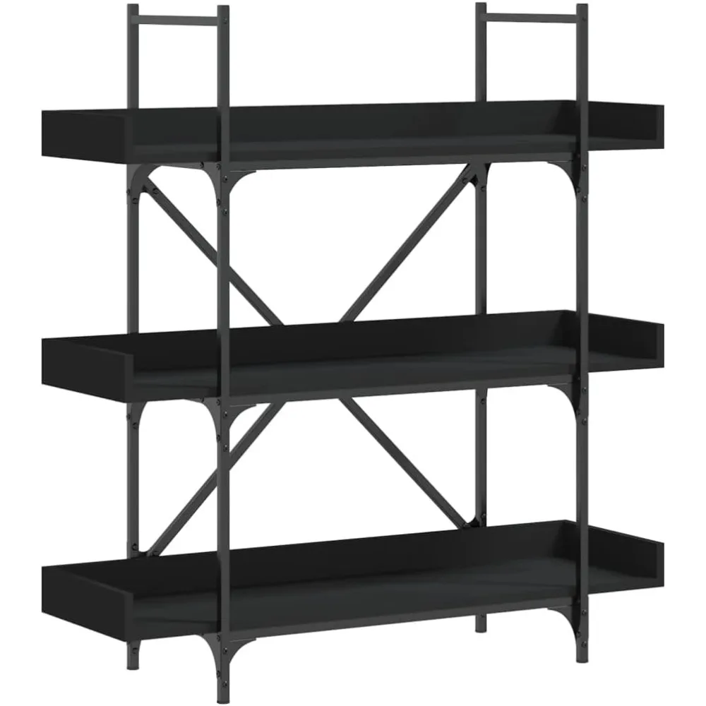 Bibliothèque étagère à livres à 3 niveaux, bibliothèque industrielle, présentoir, organisateur de rangement pour salon, chambre à coucher et bureau à domicile, B