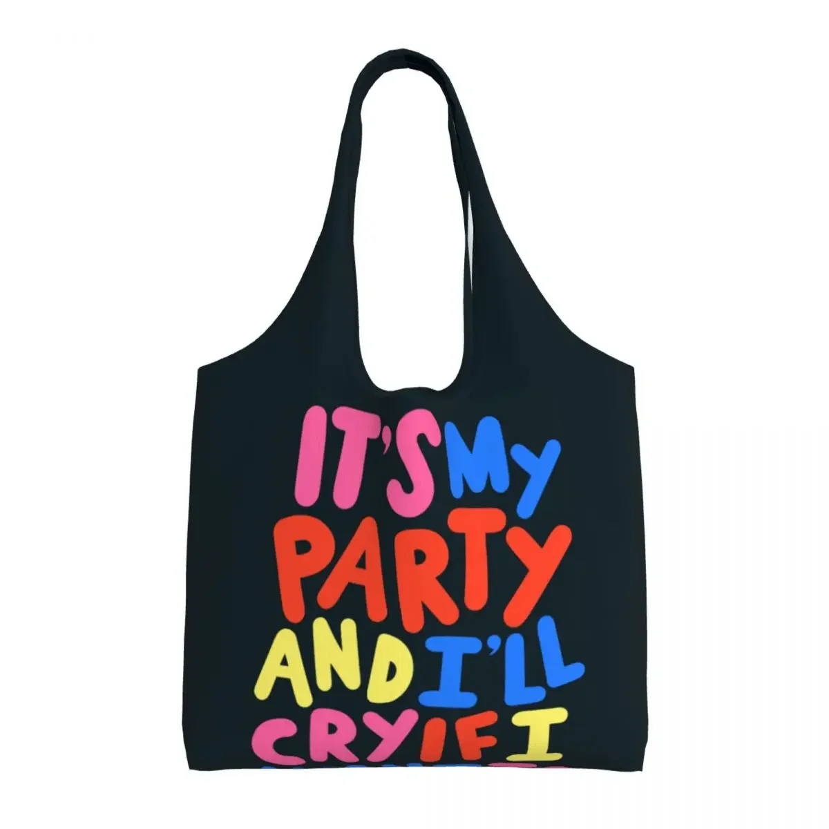 Cute Print It's My Party Shopping Tote Bags Portable Canvas Shoulder Shopper Street Mmural Art Eldridge Bags Handbags