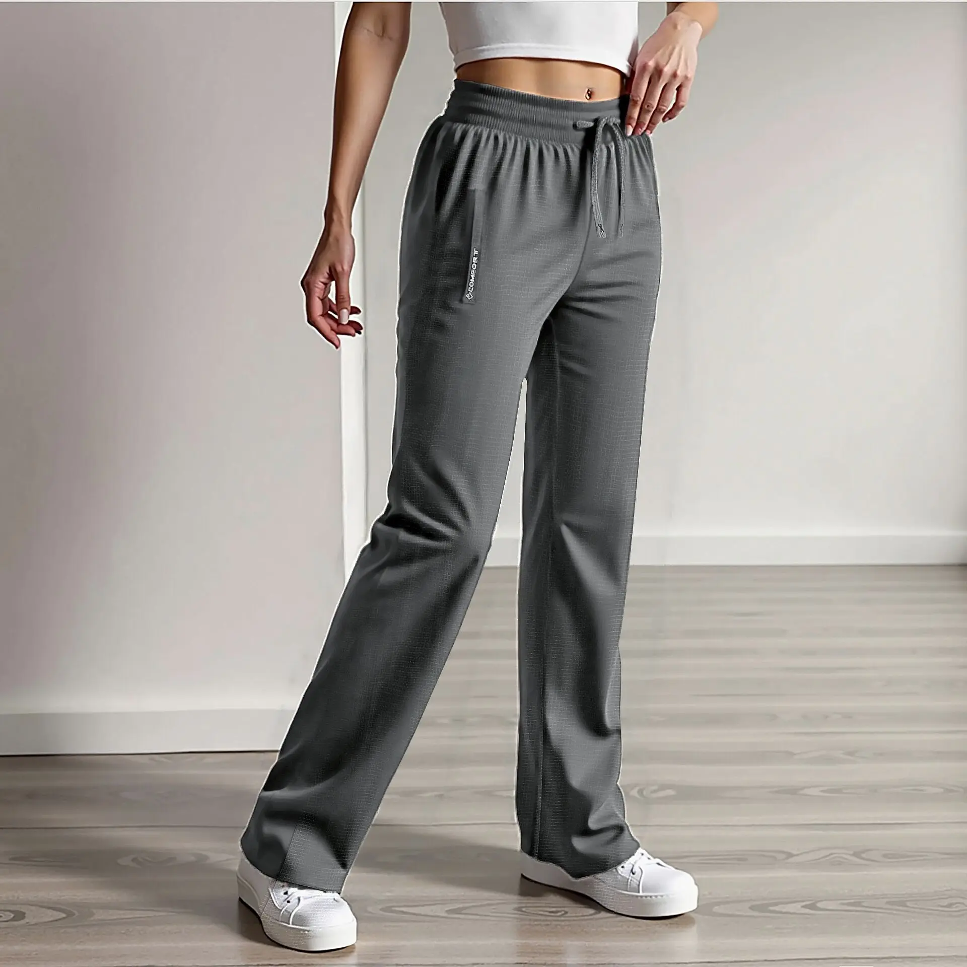 Women's Lightweight Ice Silk Quick-Dry Soft Skin-Friendly Sports Pants Cool Summer Fashion Fit Simple Solid Women's Style