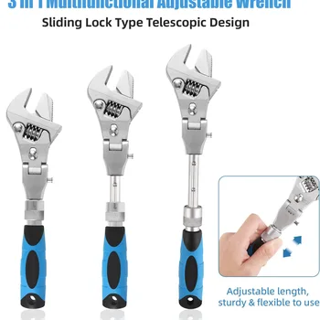 Multifunction 5 In 1 Torque Wrench 10 inch Adjustable Ratchet Wrench 180 Degree Folding Spanner Mini Spanners Home Repair Tools