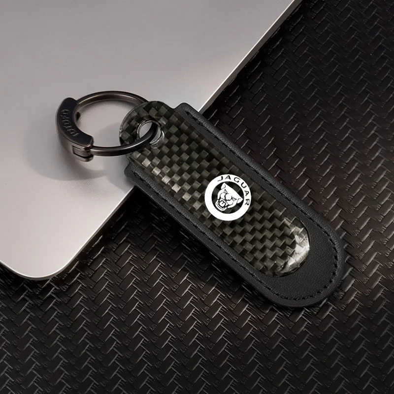 Carbon Fibre Keychain Creative Car Keyring Decorative Accessories For Jaguar XE XF XJ F-Pace X-Type S-Type F-Type Accessories view 5