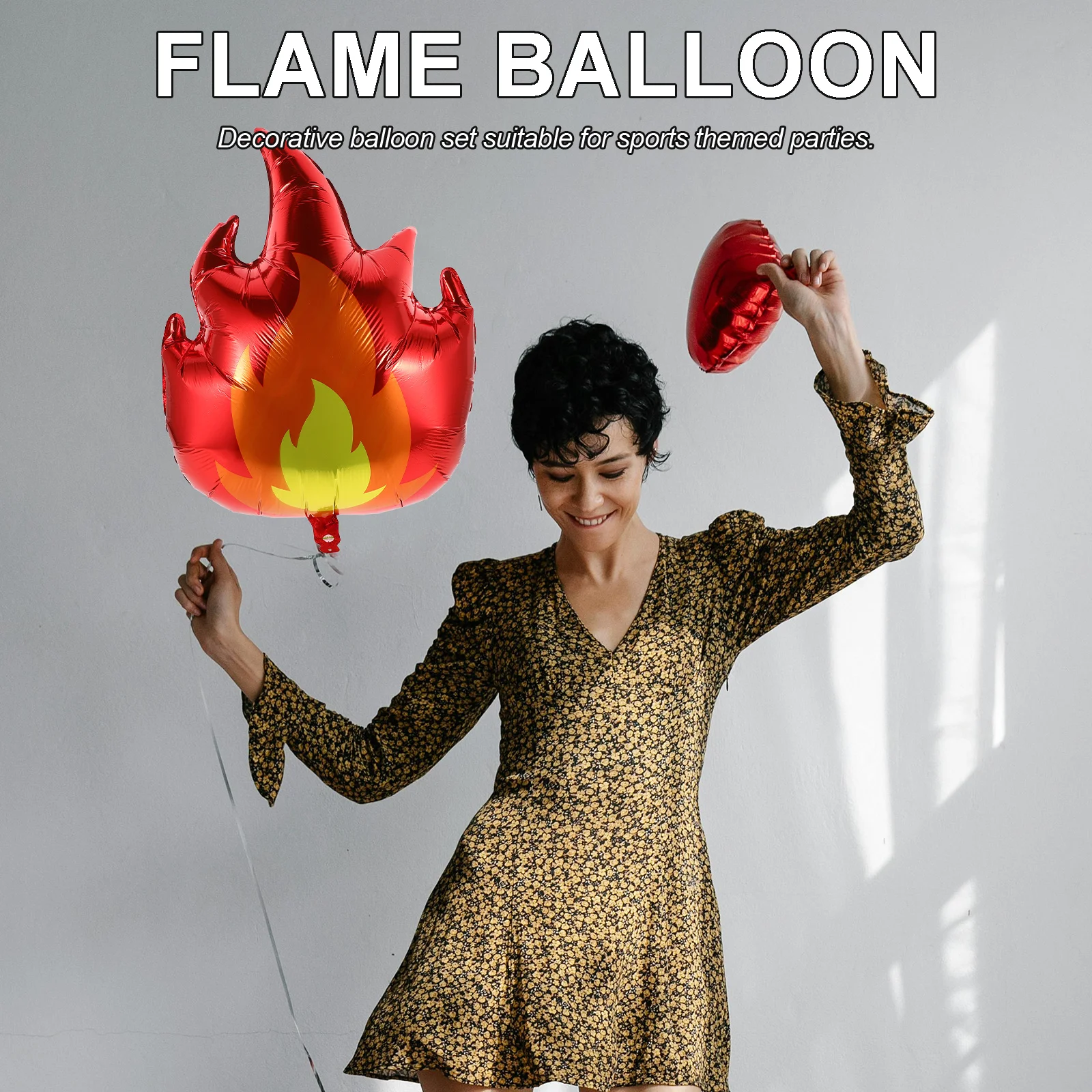 

6Pcs Flame Balloon Set Sports Theme Party Decorations Fire Shaped Aluminum Foil Balloons for Birthday Celebration