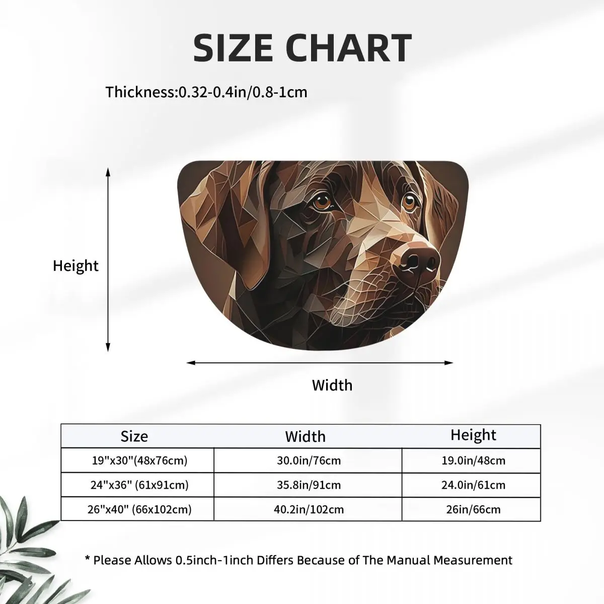 Geometric Choco A Chocolate Labrador Artwork Flannel Half Round Doormat Non Slip Bathroom Mat Absorbent Floor Carpet for Garage
