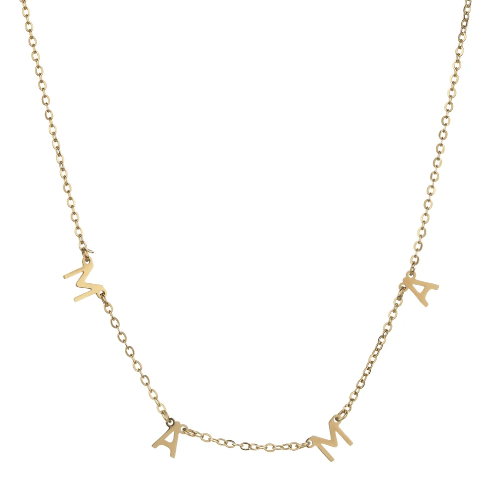 Dainty Mama Necklace Gold Color Stainless Steel Waterproof Choker Mama Letters Nameplate Necklaces Jewelry Gift For Mom And Wife