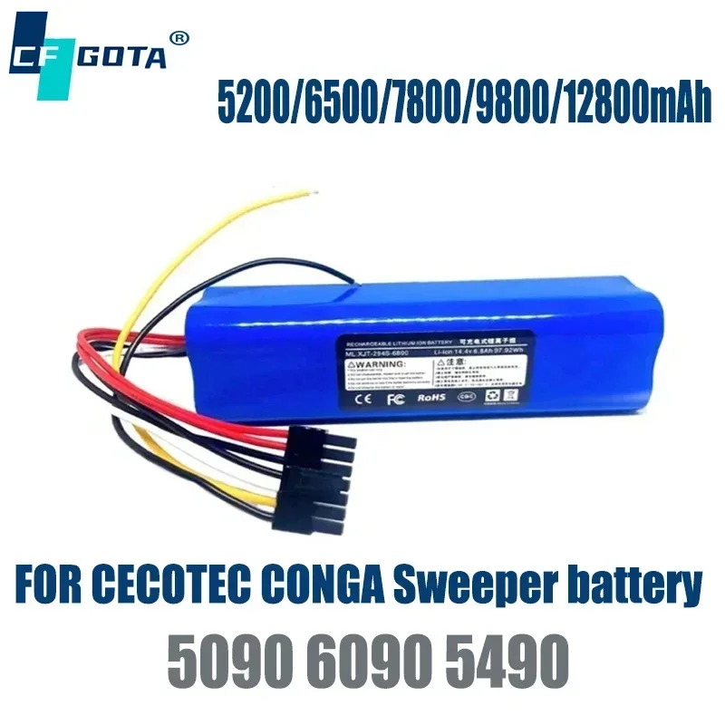 New 14.8V 12800mAh INR18650 MH1-4S2P-300S Robot Battery for Cecotec Conga 5090 5490 6090 Robotic Vacuum Cleaner