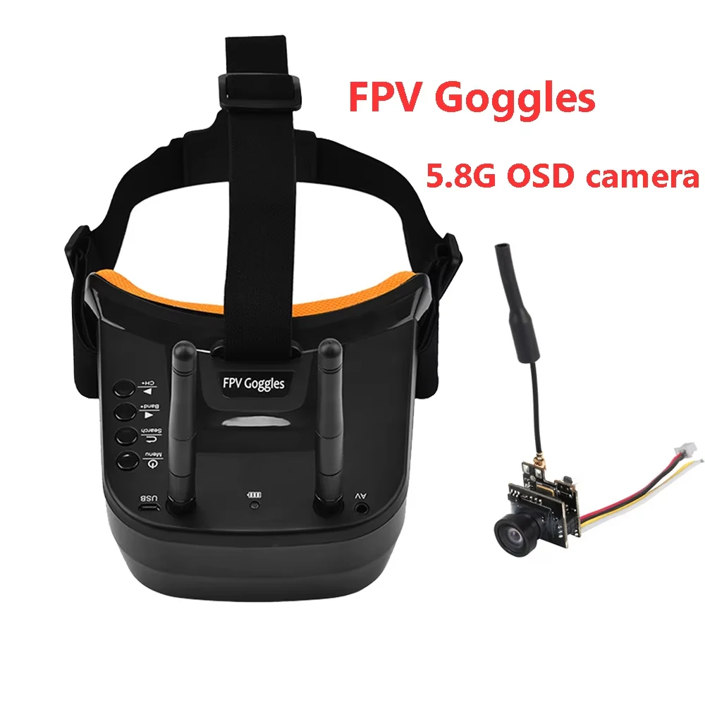 

5,8G 40CH видеоочки с двумя антеннами FPV очки монитор гарнитура HD с передатчиком 5,8G 25 МВт fpv OSD камера для гоночного дрона