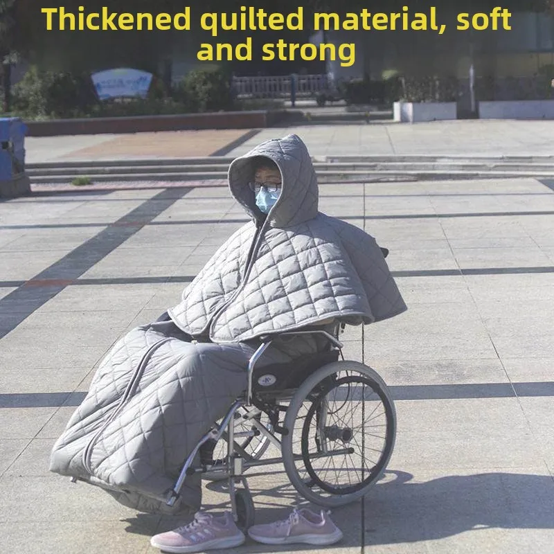 Fleece Lined Wheelchair Blanket Winter Outdoor Windproof Leg Warmer Soft Elderly Cold Protection Throw Thick Household Warm Mat