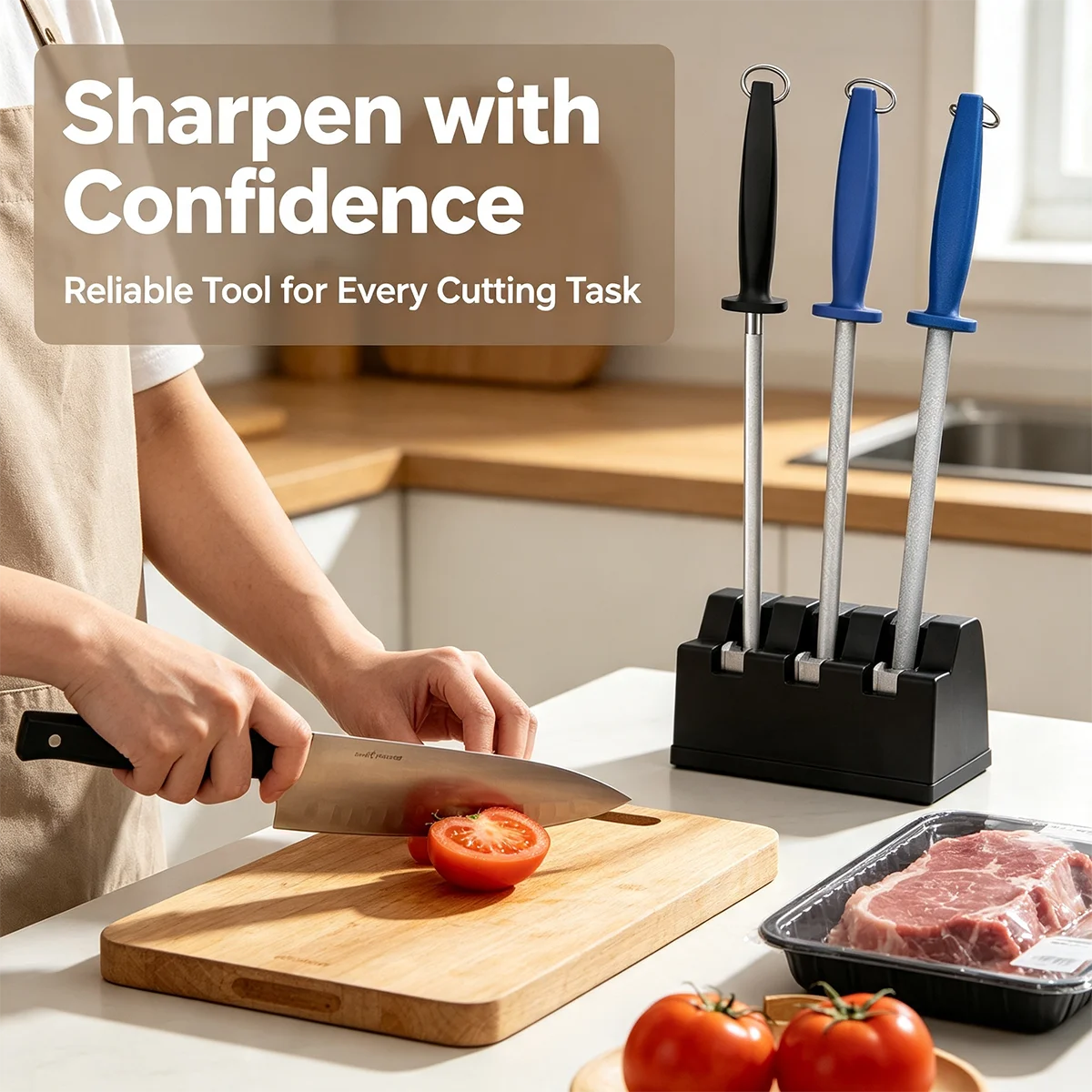 Professional Sharpening Rod Chef Knife Sharpener Honing Steel Bar Kitchen Knife Carbon Steel Sharpening Stick