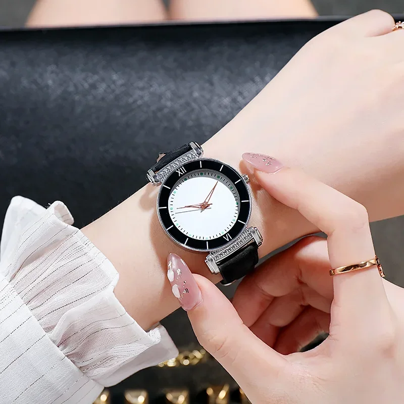 New Luminous Matte Belt Quartz Watch Women Light Luxury Quartz Wristwatches Female Elegant Solid Color Watches Calvin klein