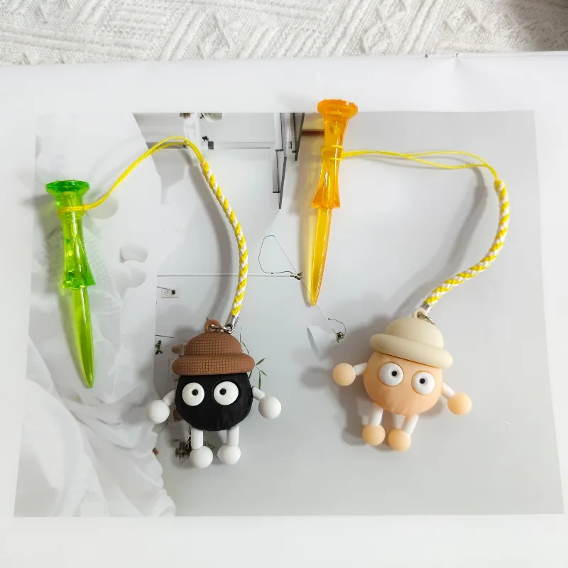 8cm Anti Lost Golf Tee With Cord, Creative Doll Charm Style Ball Peg, Outdoor Golf Training Supply