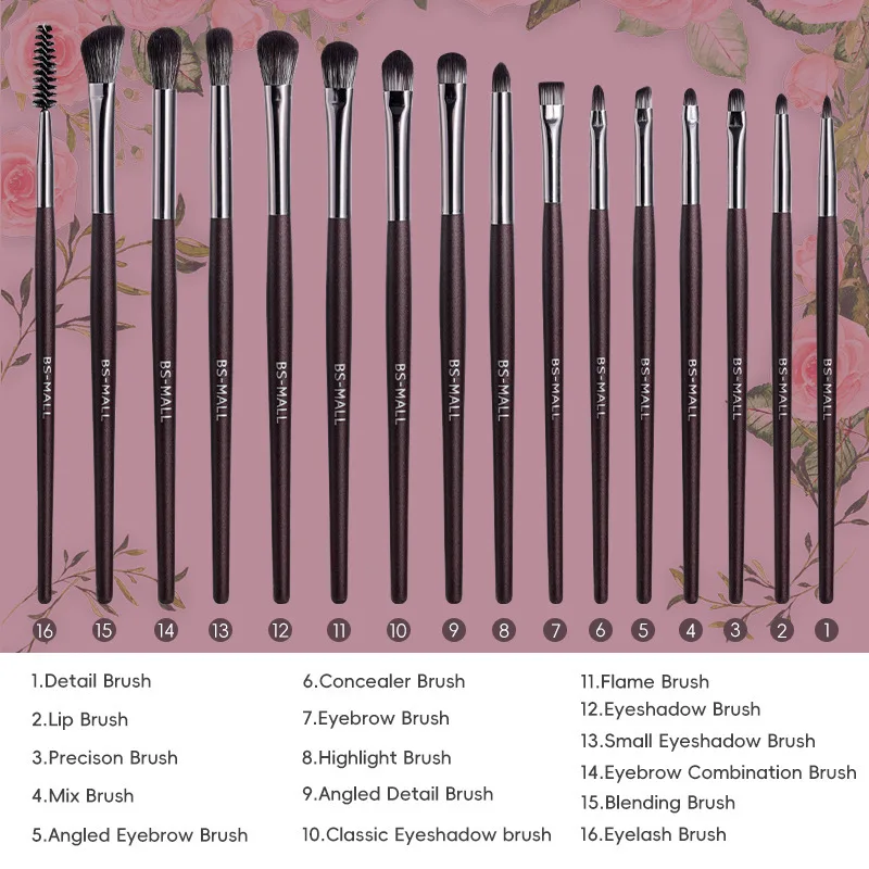 High Quality 16-Piece Pearlescent Professional Eyeshadow Brush Set Beauty Tools Makeup Artist Special Detail Brushes