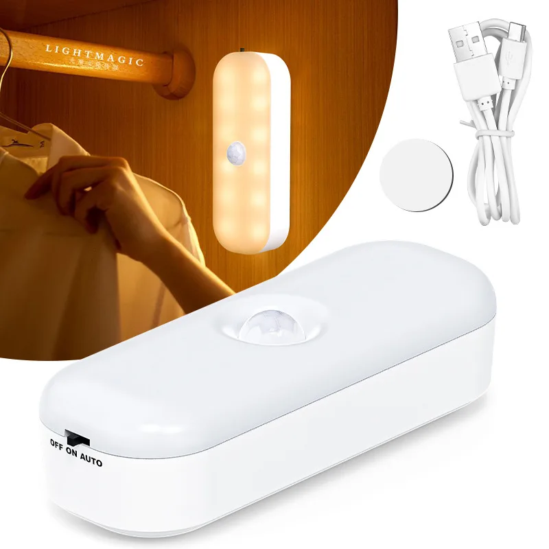 New body sensor light, rechargeable kitchen cabinet bedside smart sensor night light