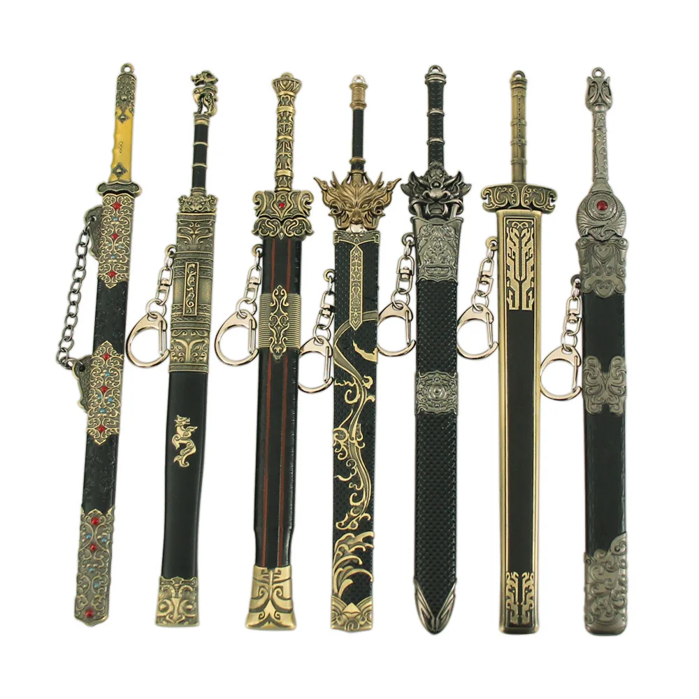 22cm Ancient Chinese Weapon Sword 8.66inch Tang Dynasty Horizontal Sword Dragon Sword Model with Sheath for Fans Collectible Toy