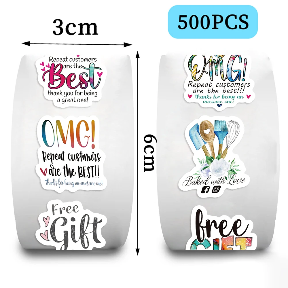 500pcs Roll Gift Thanks Stickers Cute Reward Stickers for School Teacher Students Student Stationery Stickers For Kids