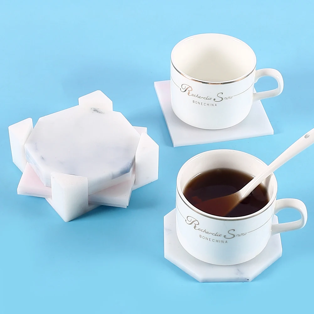 Posavasos de resina de silicona, caja de almacenamiento de posavasos, octagonal cuadrado redondo, manualidades, tapetes para tazas, molde para hacer