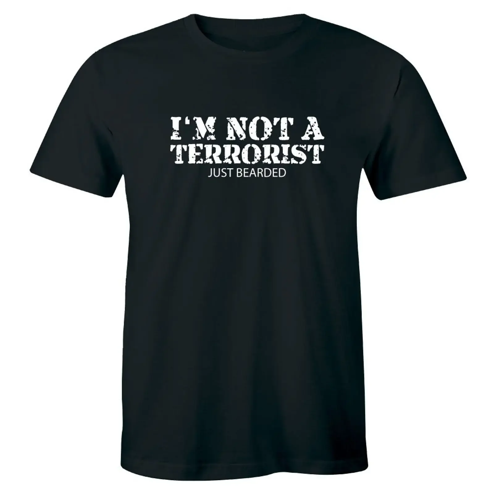 I'm Not A Terrorist Just Bearded Mens Funny T Shirt Beard Moustache Movember vintage Washed Breathable Stretched