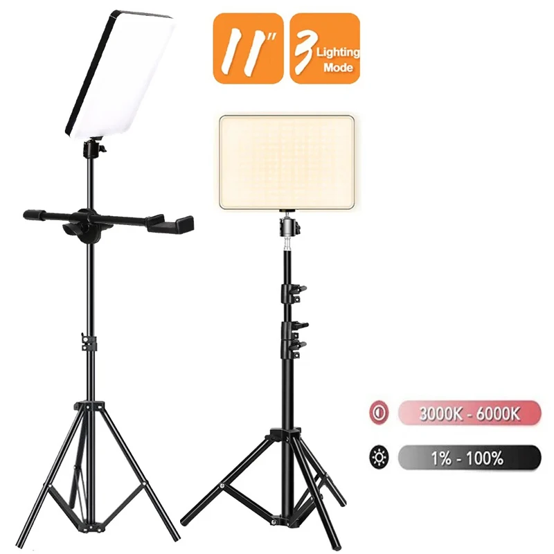 LED Photo Studio 3000k-6500k Video Fill Lamp Light Panel Photography Lighting Tripod Stand Long Arm USB Plug For Live Stream