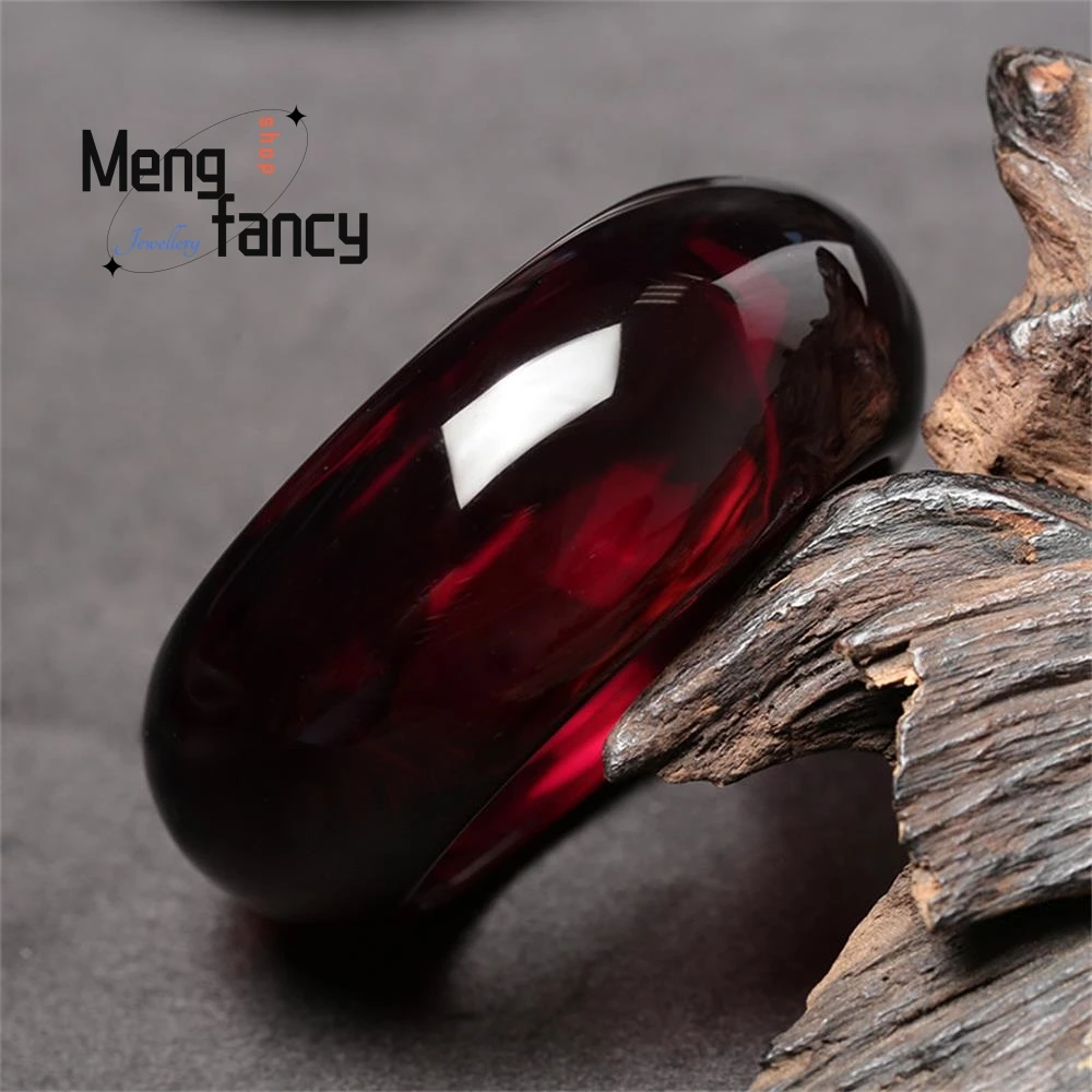 

Natural Amber Beeswax Pure Burgundy Wide Bangle Simple Exquisite High-grade Fashion Charms Jewelry Best Selling Holiday Gifts