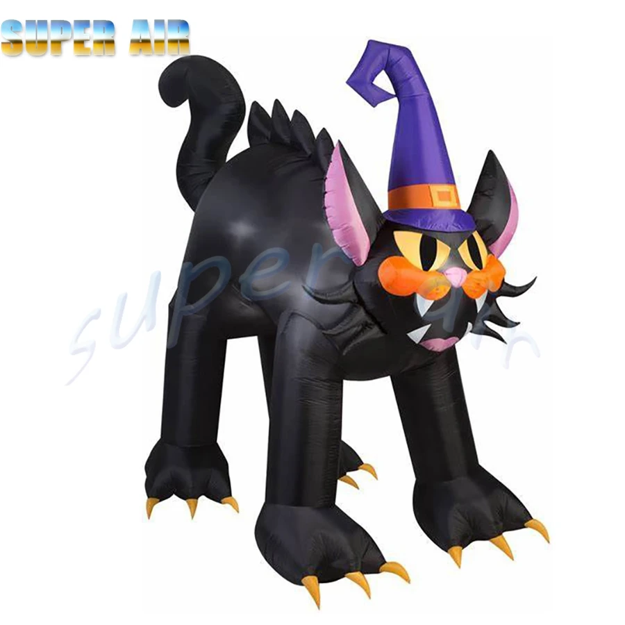 Special Halloween cartoon animal custom fearful inflatable Halloween black cat for sale