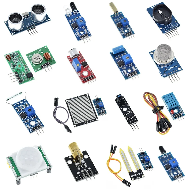 TZT Raspberry pi 2 3 пакет сенсорного модуля HC-SR04 501 DHT11 DS3231 KY-008 Звуковой датчик почвы дождя для комплекта Arduino