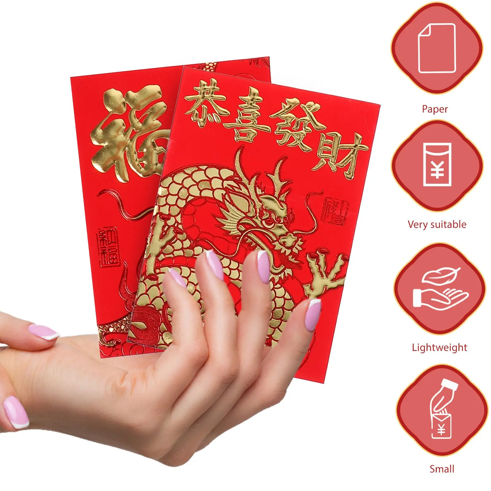 60 buste rosse in carta moneta fortunata design creativo pacchetti di Capodanno conservazione dei soldi festival di primavera decorativo in stile cinese