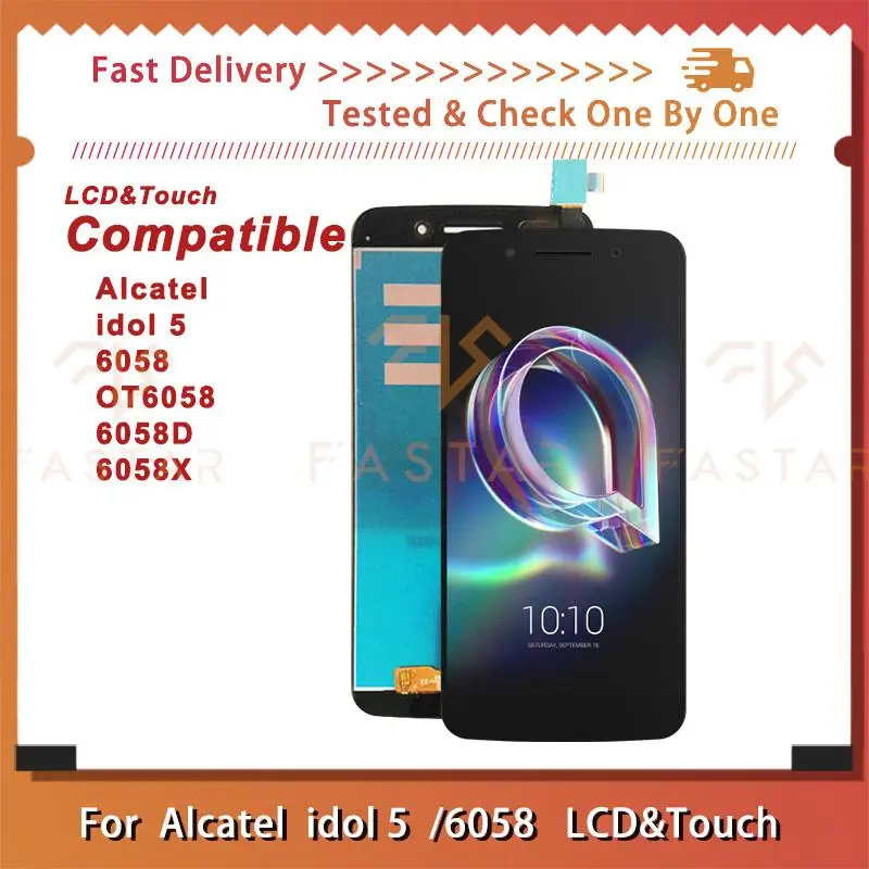 

5.2"Tested For Alcatel idol 5 OT6058 LCD Display Touch Digitizer Assembly replacement phone Screen 6058 6058D 6058X idol5 lcd