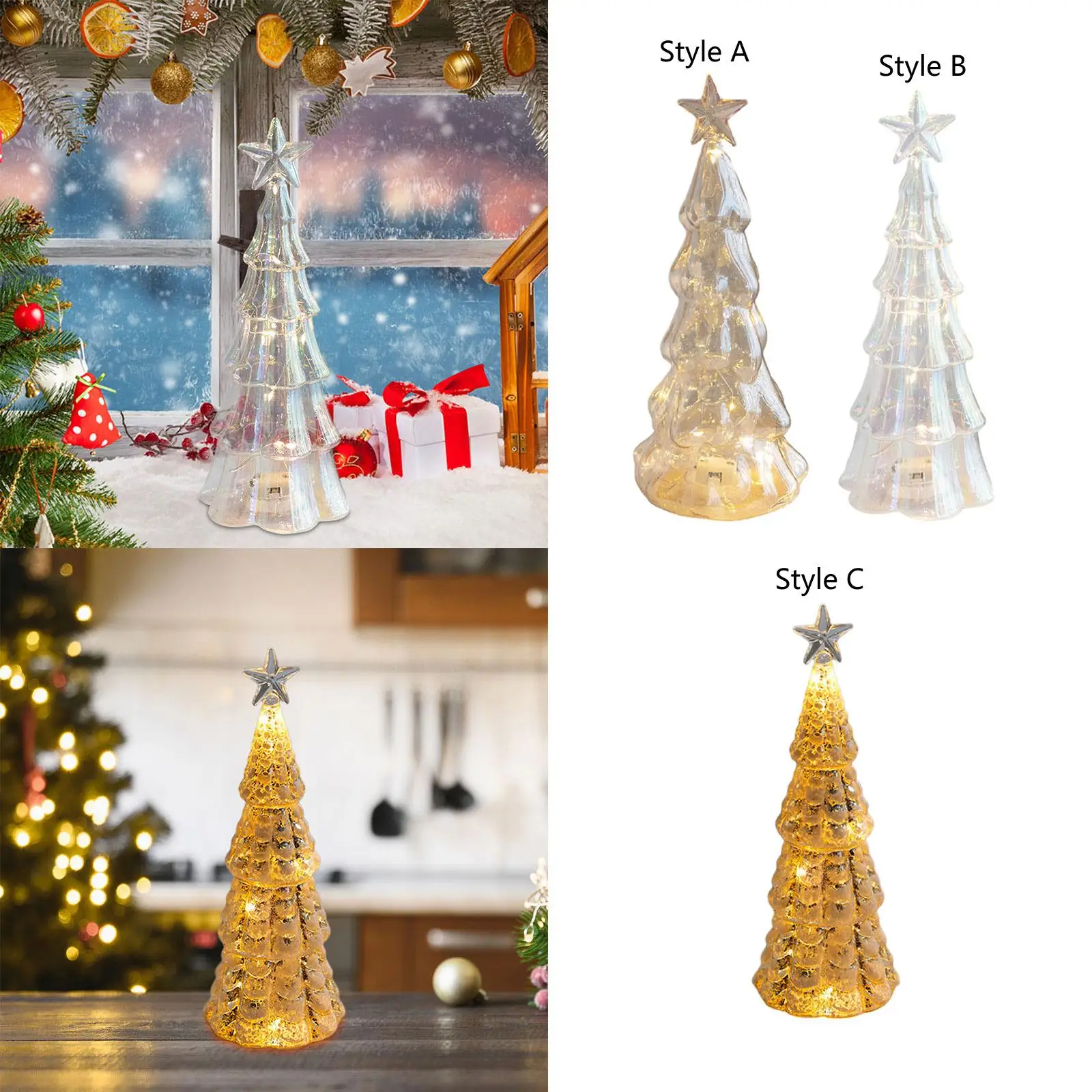 

Стеклянная рождественская елка с огнями Рождественское украшение для вечеринки Фестивальная полка