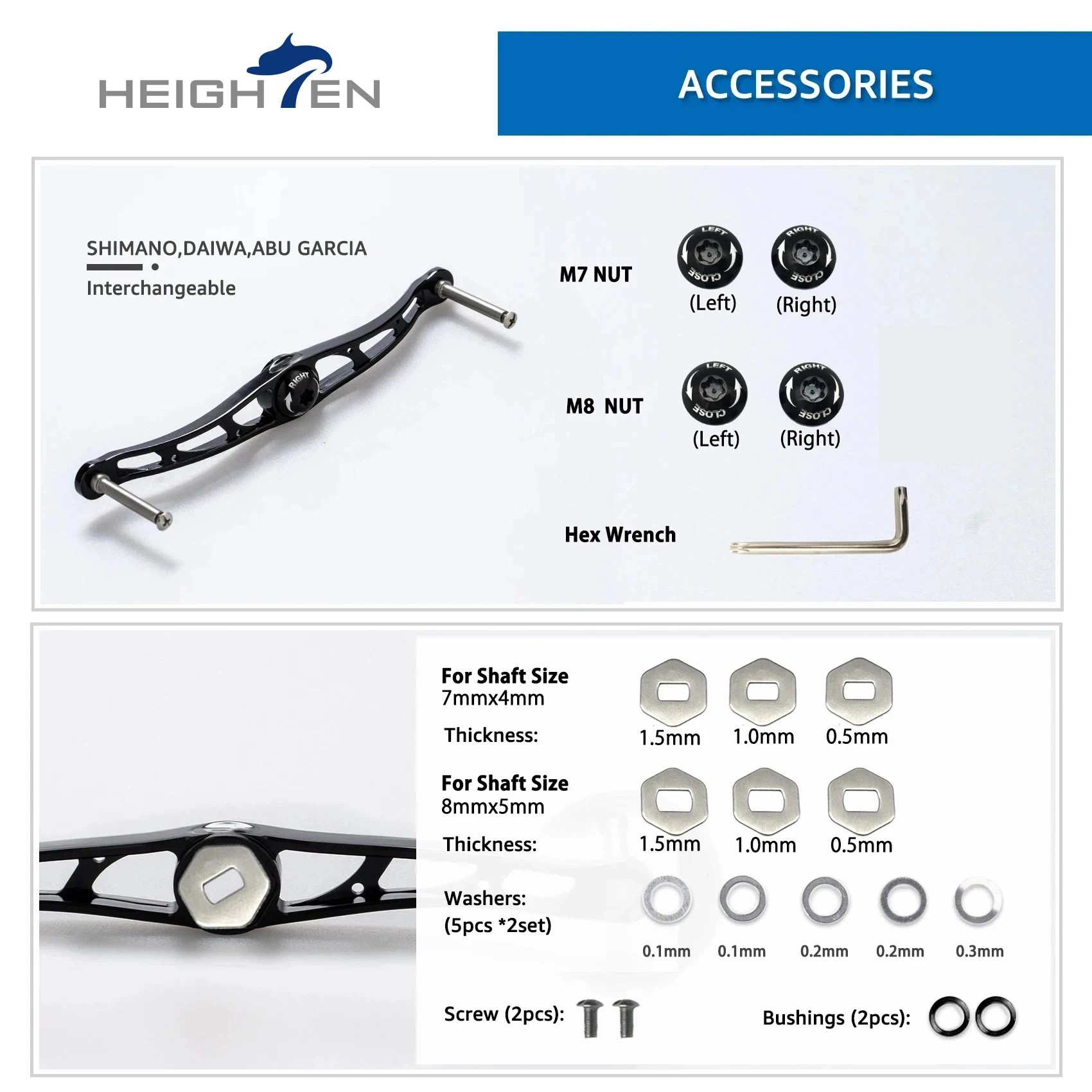 HEIGHTEN 115mm/130mm Baitcasting-Rollenhebel ohne Knopf für Shimano & Daiwa Abu Bait Rollen – Detail 5