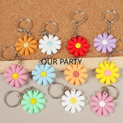 11Pcs Sweet Daisy Theme PVC Keychain Flower Backpack Pendant Toy for Kids Birthday Party Favors Baby Shower Gift Pinata Fillers