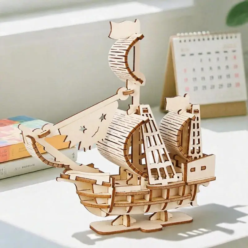 Wooden 3D Gotheborg Sailing Ship Puzzle DIY Handmade Craft Educational Toy for Kids Teens Birthday Gift Family Activity