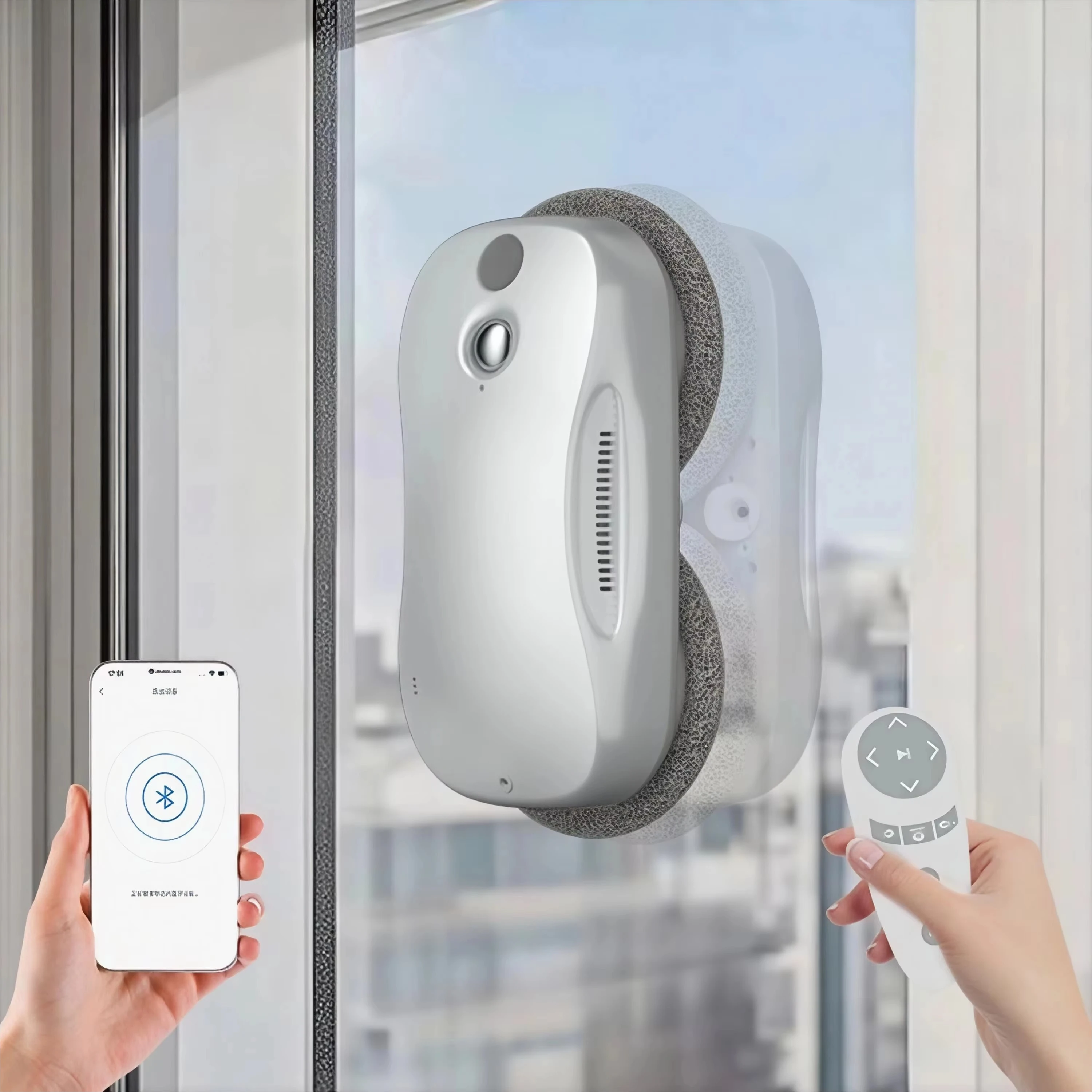 Professional Household Electric Window Cleaning Robot Stain Removal Spray Low Noise 3800Pa Brushless Motor Storage Base Station