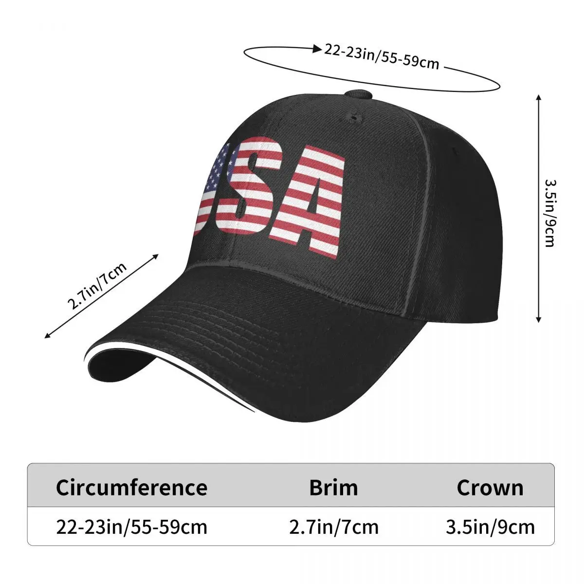 USA Pattern Baseball Cap para Homens e Mulheres, Bonés, Chapéu, 1548