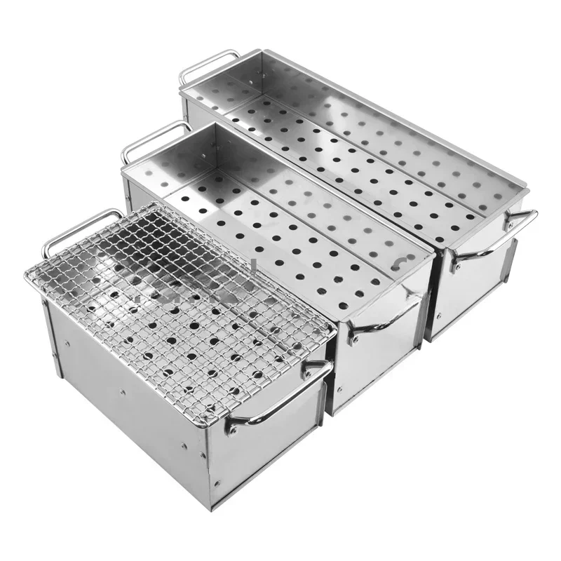 Stainless Steel Charcoal Stove Korean-Style Floor Table Square Barbecue Oven Outdoor Barbecue Grill Household Barbecue Stove