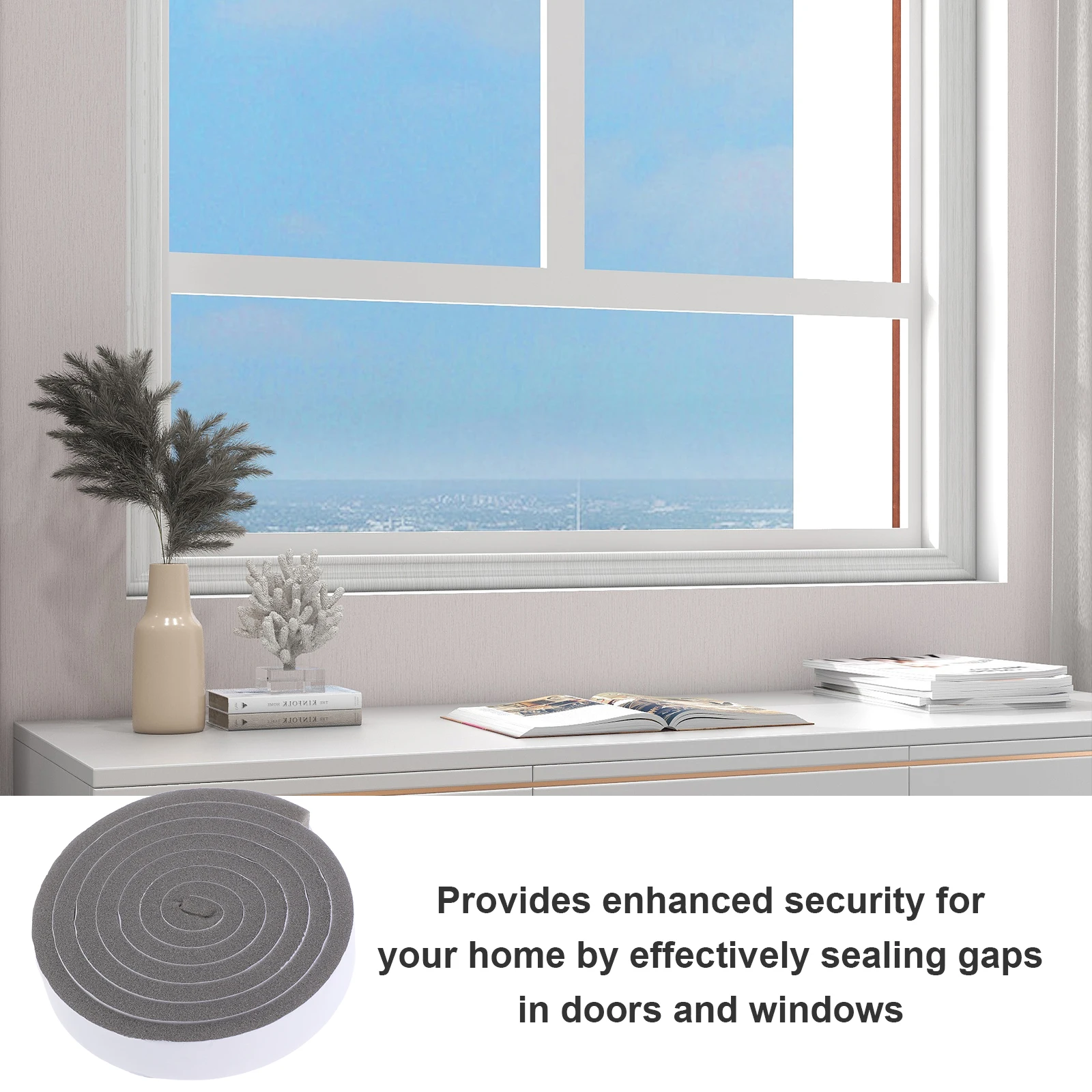 

2pcs Grey 10x30x2000mm Foam Soundproof Tape Door Window Seal Weatherstrip Gap Filler Draft Stopper Door Sealing Strip