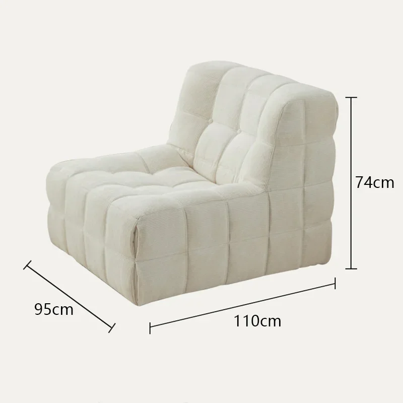 Modern Simple Living Room Sofa Tofu Block Lounge Chair Square Bread Sofa Corduroy Sofa Living Room Lounge Chair