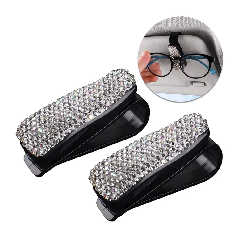 Rhinestone Car Glasses Clip Auto Sun Visor Glasses Sunglasses Bracket Clips Auto Eyewears Clip Card Bill Ticket Organizer Clips