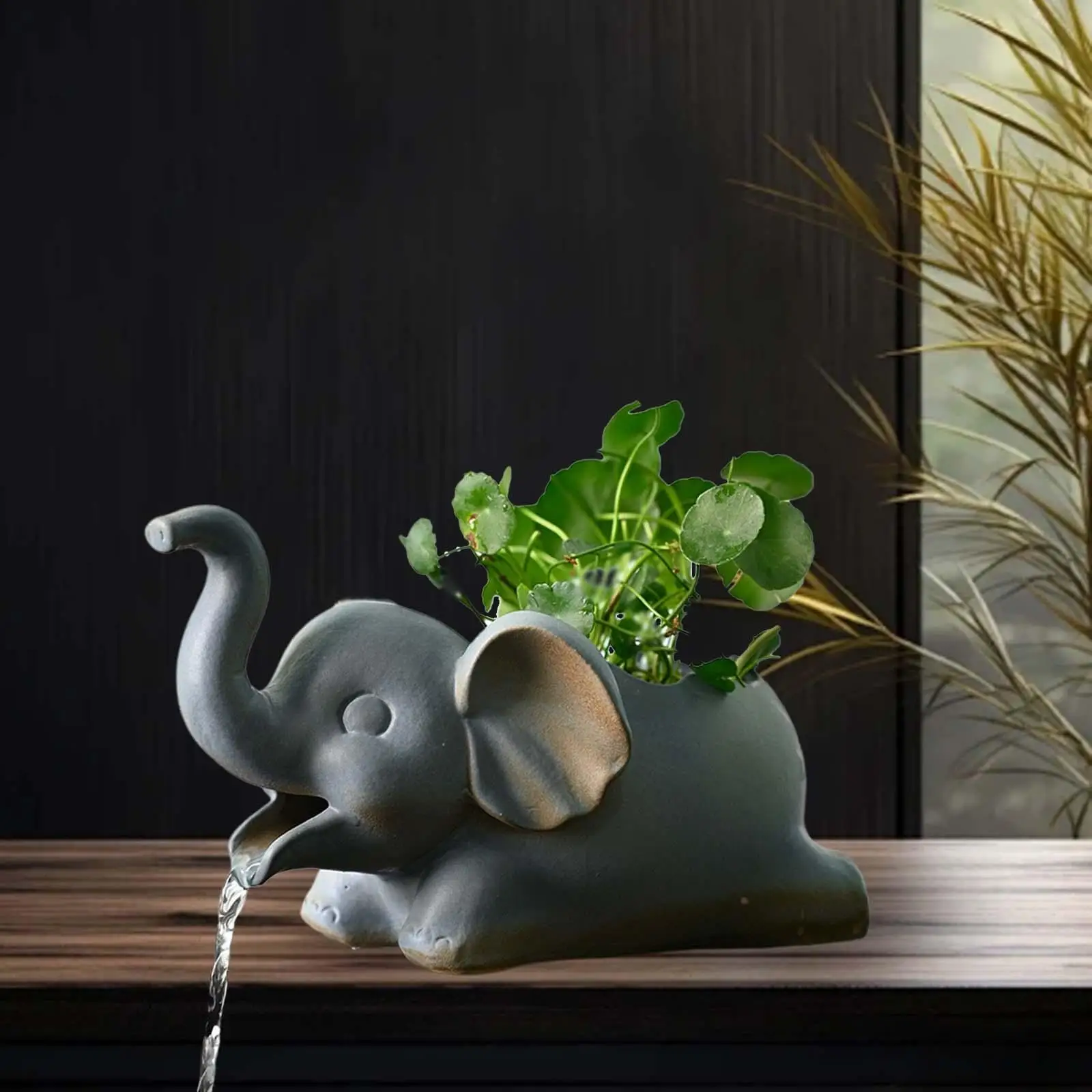 Fish Tank Decoration Running Water Ornament Gift Porcelain Elephant Statue