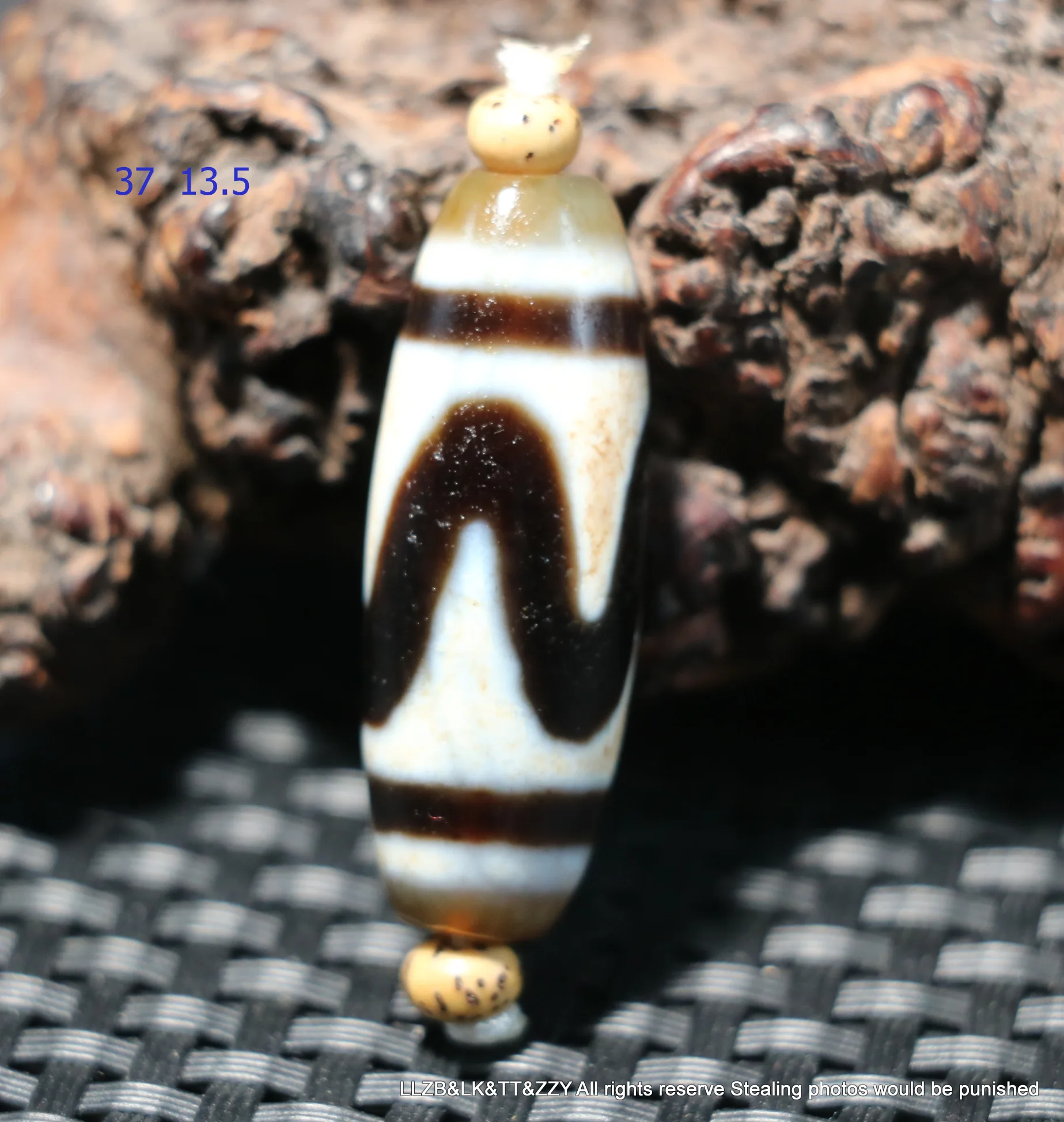 Treasure Unique Energy Tibetan Agate Tiger-tooth Symbolize dZi Bead Pendant Amulet Timestown UPD22